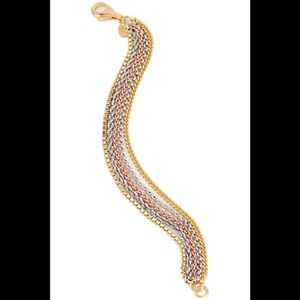 Italian Silver Multi-Link Tri Color Bracelet 14.0g Sterling Silver